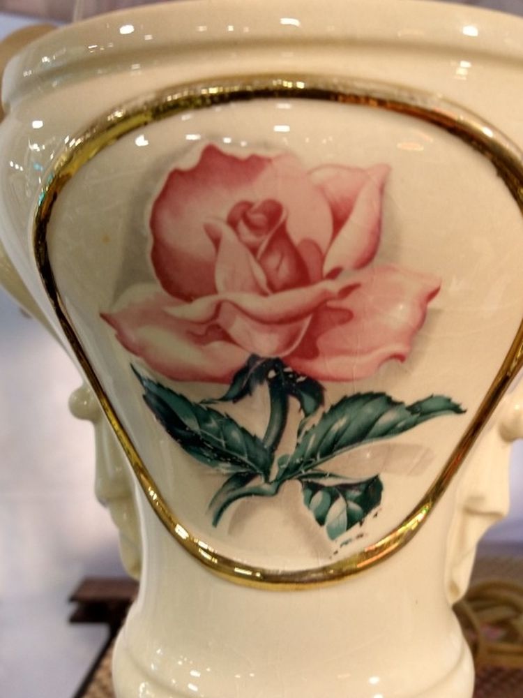 Vintage Rose Lamp With Pink Rose Top