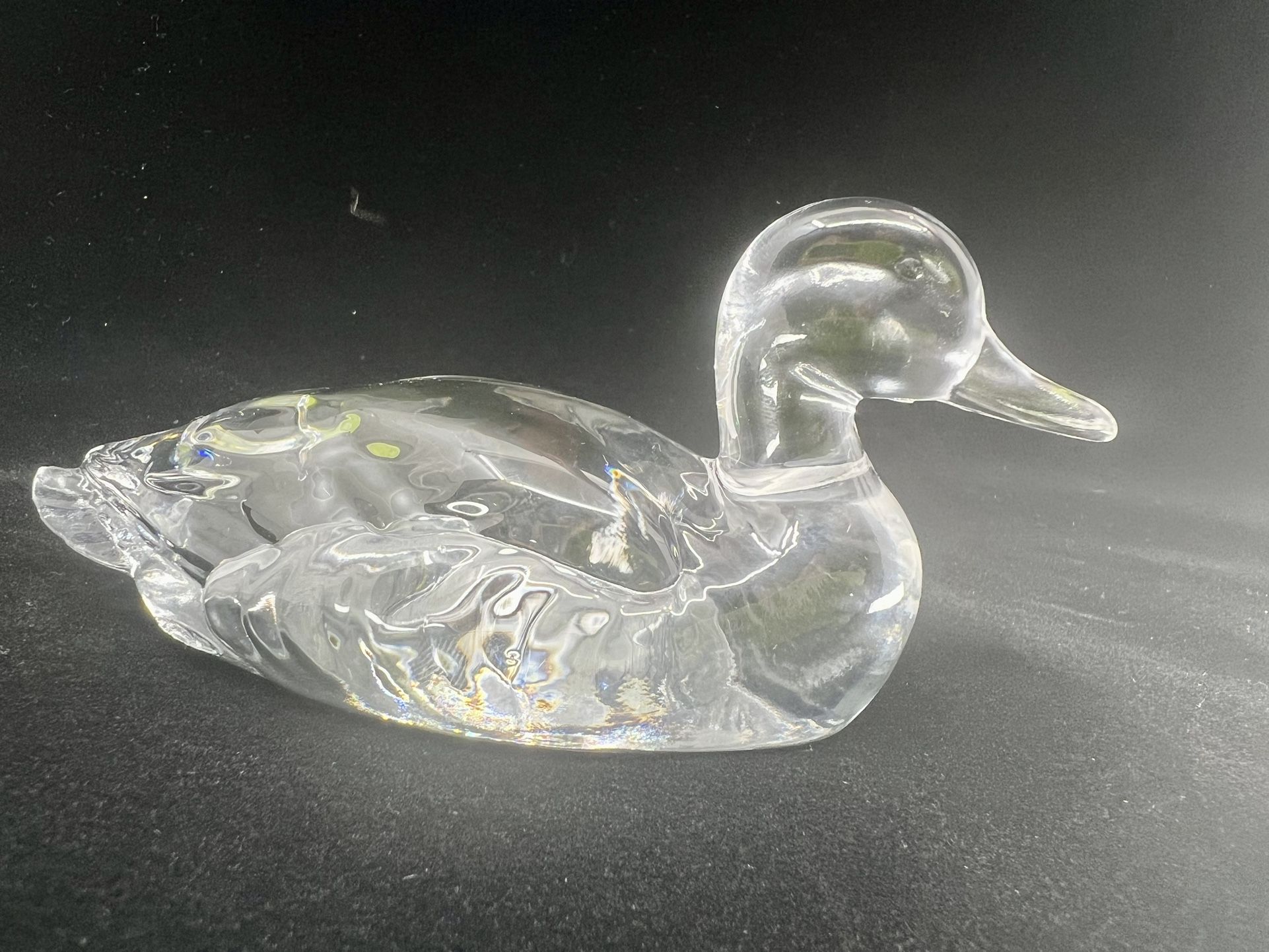 FENTON Clear Glass Duck Mallard Figurine