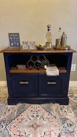 Solid Wood Side Table/Bar Cart/Cabinet
