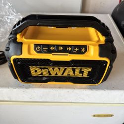 DEWALT 20V MAX Bluetooth Speaker, 100 ft Range, Durable for Jobsites, Phone Holder Included, Lasts 8-10 Hours with Single Charge (DCR010)
