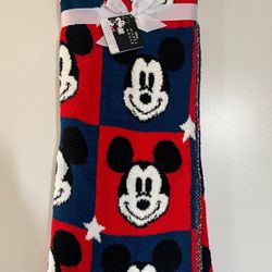 Disney Mickey Mouse July 4 American  Patriotic Red White Blue Throw Blanket