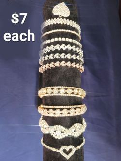 Rhinestone Bracelets. Silver Tone. Gold Tone. Rose Gold Tone. Pulseras. Anklet. Fashion Jewelry.