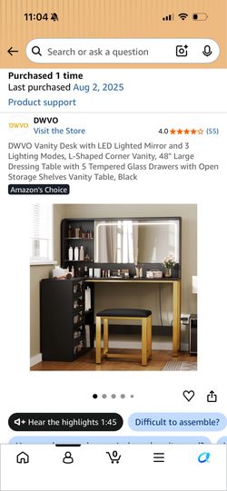 Black vanity with drawers