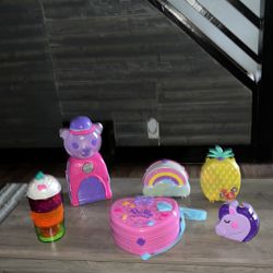 Lot Polly Pocket Play Sets Gumball Machine Backpack Rainbow Milkshake Pineapple