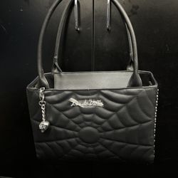 Lux de ville BLACK & BLUE GIANT SPIDER WEB TOTE w/ dust bag & crossbody strap