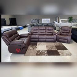 New 3 Pc Recliner Sofa Set  