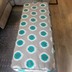Upholstered Ottoman Bench with Ikat Pattern