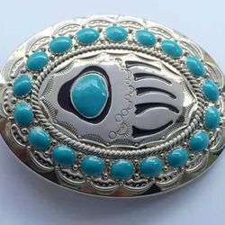 Beautiful new bear claw turqouise color belt buckle SHIPPING AVAILABLE
