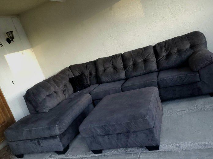 Dark Grey Gray Sectional Sofa Couch 