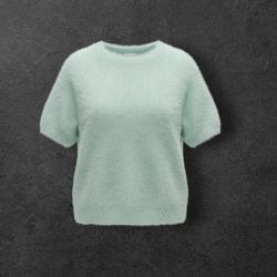 A New Day Mint Green Fuzzy Super Soft Sweater Top Short Sleeve XL NWT