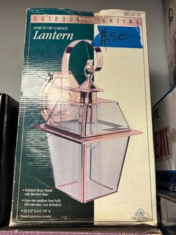 Vintage Outdoor Porch Garage Lantern – Polished Brass & Beveled Glass – New in Box