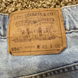 VTG Levi's 550 Relaxed Fit Orange Tab Denim Light Wash Shorts Jhorts Size 40