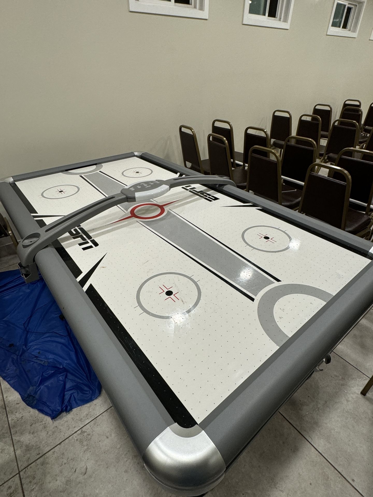 ESPN 7 Foot Air Powered Hockey Table w/ Electronic Scorer, 2 Pucks and 2 Pushers