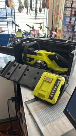 1003 Ryobi RY40508 40V Lithium Ion 18” Bar Chainsaw W/ 5.0ah Battery & Charger In Hard Carry Case 562386