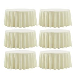 Round Tablecloth 132 Inch 6 Pack Ivory 