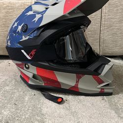 American Flag Motorcycle helmet With Goggles Size Large