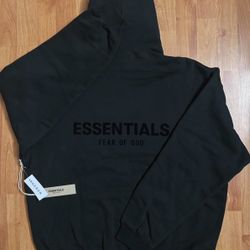 🖤 Fear of God Essentials Hoodie – Black (Stretch Limo) – Large (L)