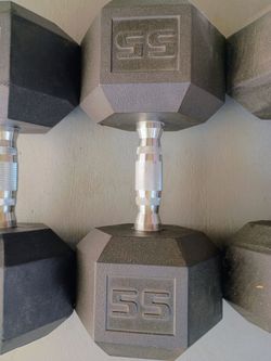 55 lb Single Rubber Hex Dumbbell