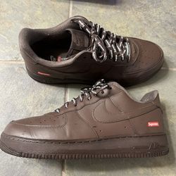 Size 13 Box Logo Brown Supreme Airforce 1's 