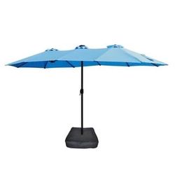 15 ft. Steel Double-Side Rectangular Patio Umbrella in Blue $90 Brand New in box 