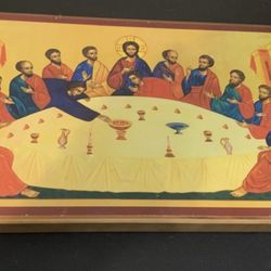 The Secret of the Meal (Last Supper) Icon Style Wooden Wall Art