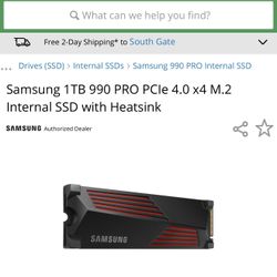 Samsung 1TB 990 PRO SSD with Heatsink 