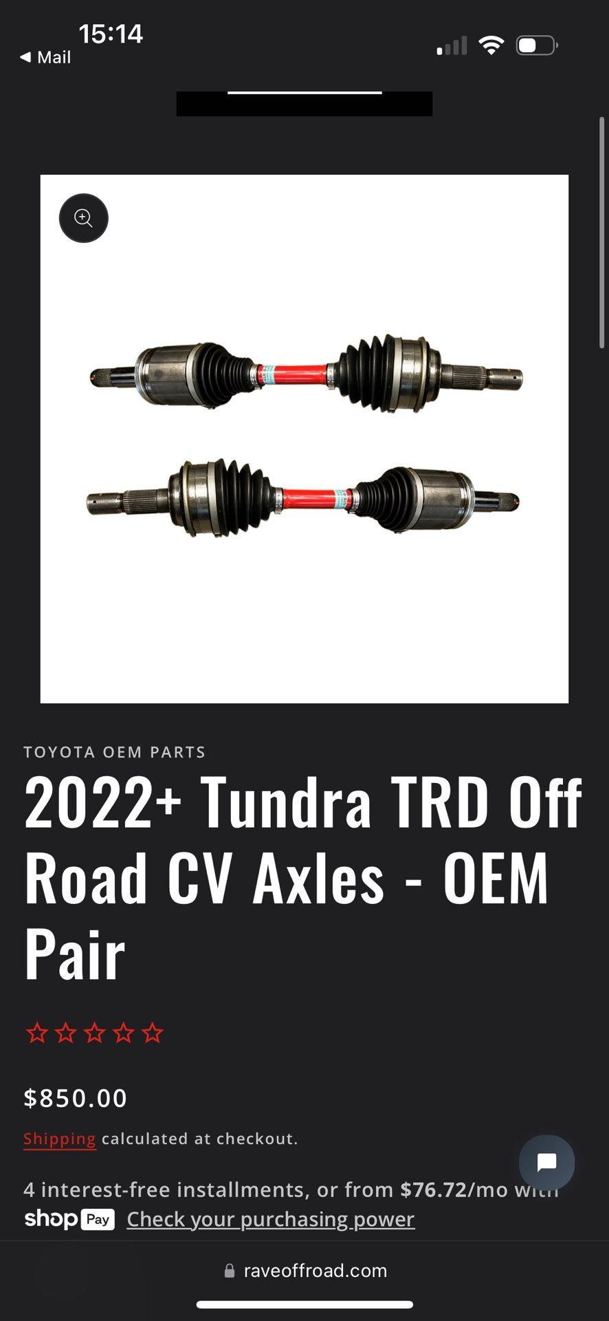 Toyota Tundra 22+ CV Axles Red