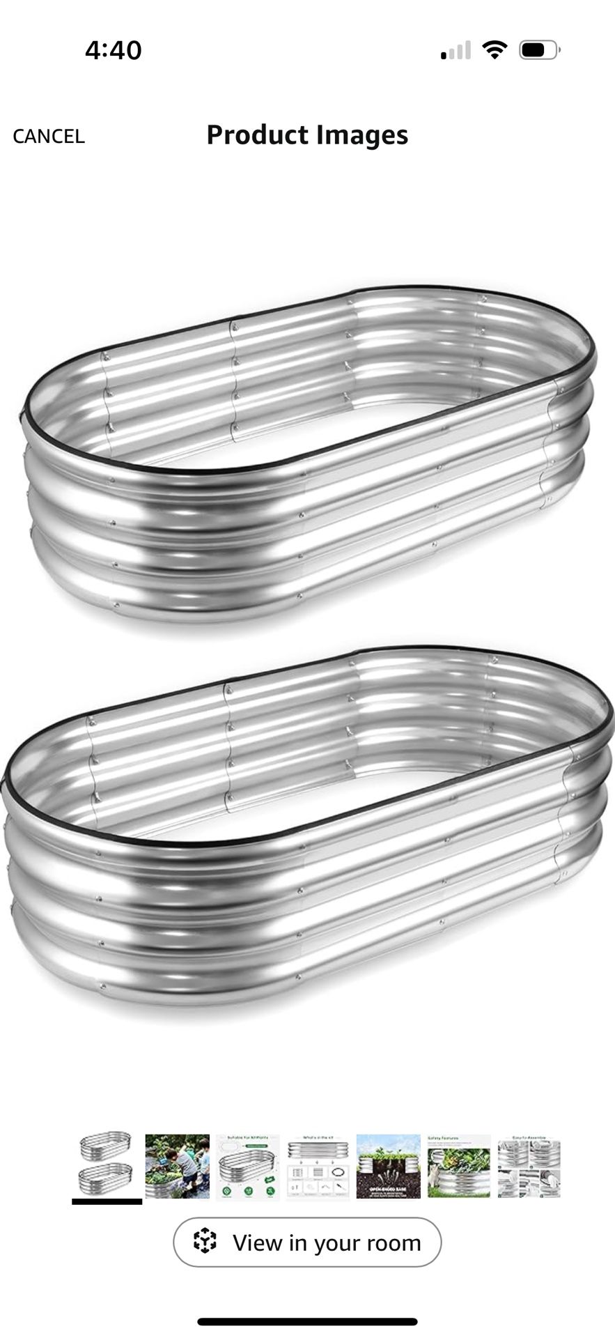 JERIA Raised Garden Bed,Galvanized Raised 2 Pcs 4×2×1ft