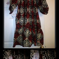 African Stars One Size (fits all) Black Red & White Dress Top off shoulder