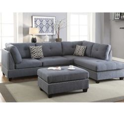 Gorgeous Gray Colored 3 Piece Sectional Set
