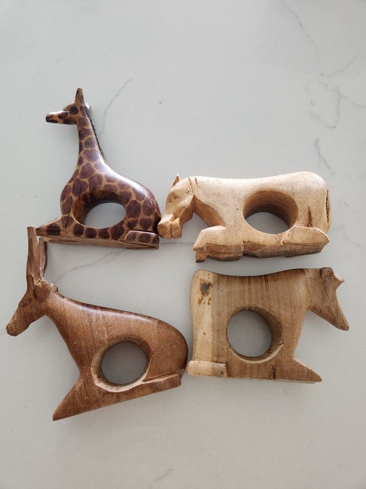 African Wood Wooden Napkin Holders Ec Africa Giraffe Animals Hippo Baboon Antelope