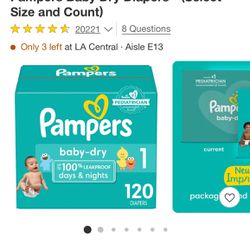Pampers Baby - Dry 120 Ct Size 1 