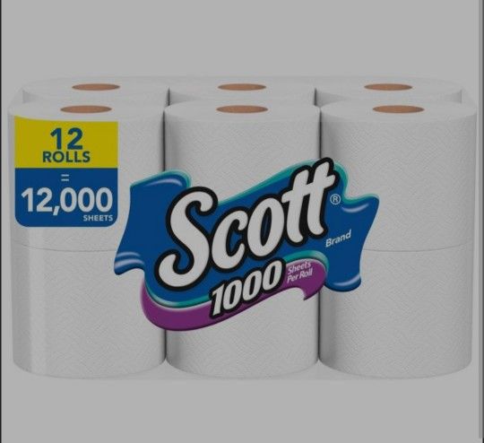12x Scott 1000 Sheets Per Roll Toilet Paper (144 rolls total)