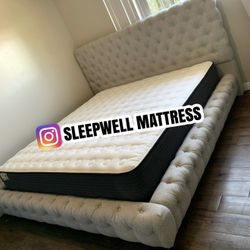 New King Bed Frame With Mattress 