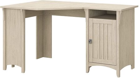 Bush Furniture Salinas 55w Reversible Corner Desk With Storage In Antique White