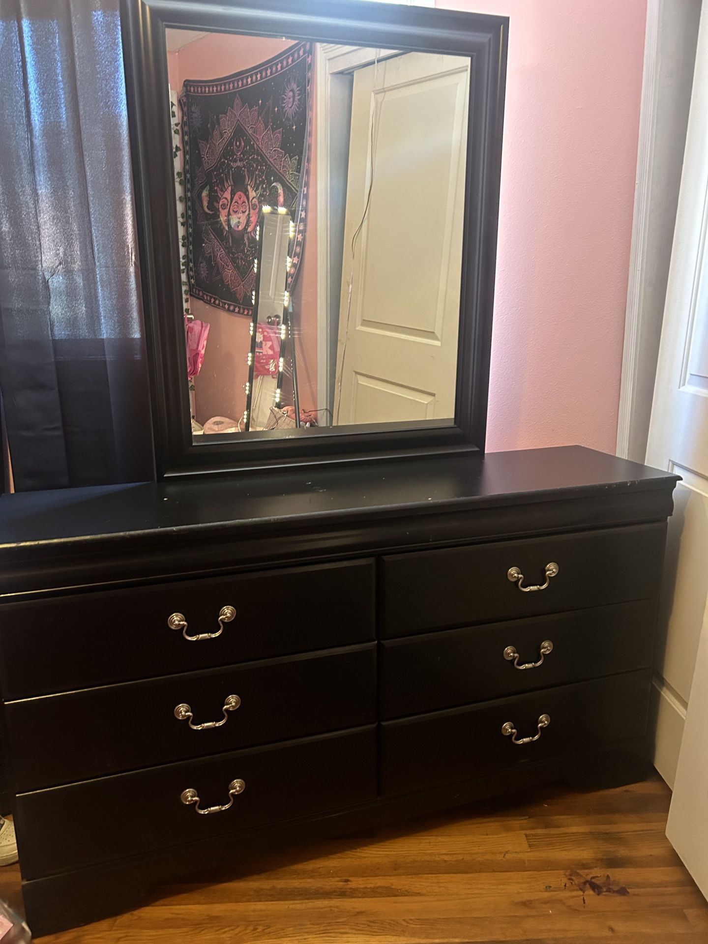 Black dresser with mirror 