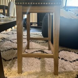 Pier 1 Wooden + Leather Stool