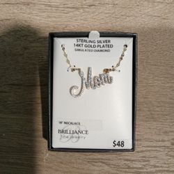 Sterling Silver 14 Kt Plated Mom Necklace Perfect Mother's Day Gift