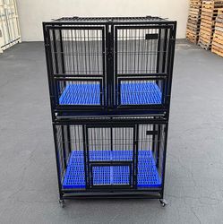 (New in box) $310 Set of (2) Heavy Duty Stackable Dog Cage 37x25x64 inches