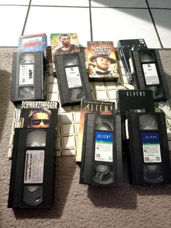 Vintage Vhs Lot Terminator , Aliens , Alien 3, Predator, Jaws, Good Bad And Ugly Oop Rare