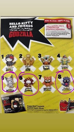 mcdonald pokemon hello kitty godzilla happy meal toys