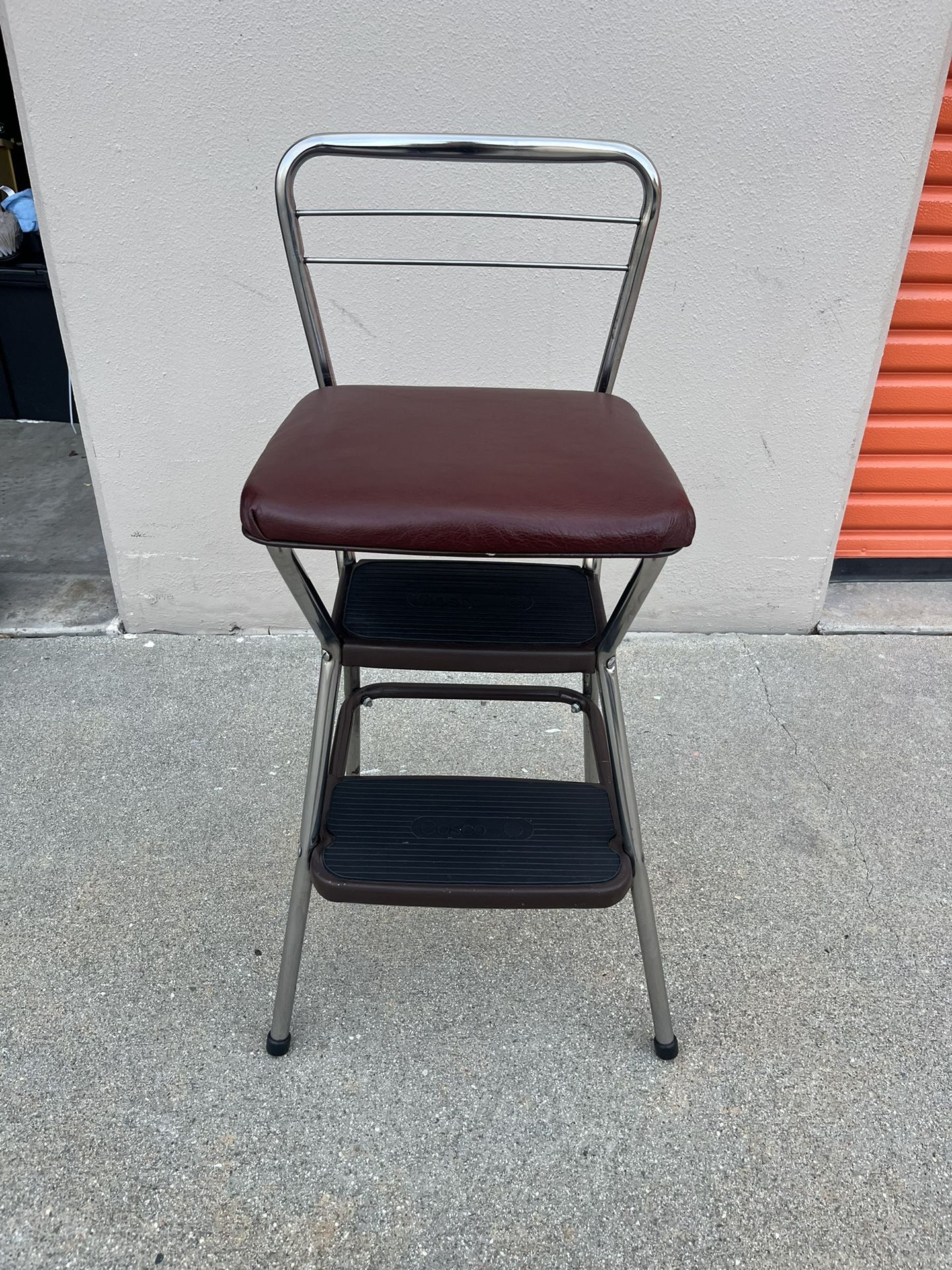 Mid Century Modern - Cosco Home Products - Leather Seat Bar Stool w/ step stool