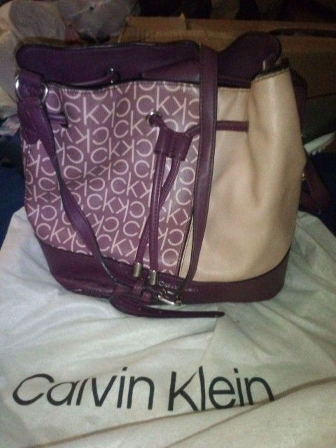 Calvin Klein Light Pink And Dark Purple Purse.