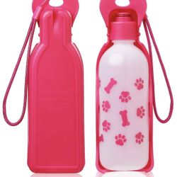 Brand new! Dog Water Bottle 325ML/11oz Portable Dispenser Travel Water Bottle Bowl for Dog Cat Small Animals (325ml/11oz, Pink)