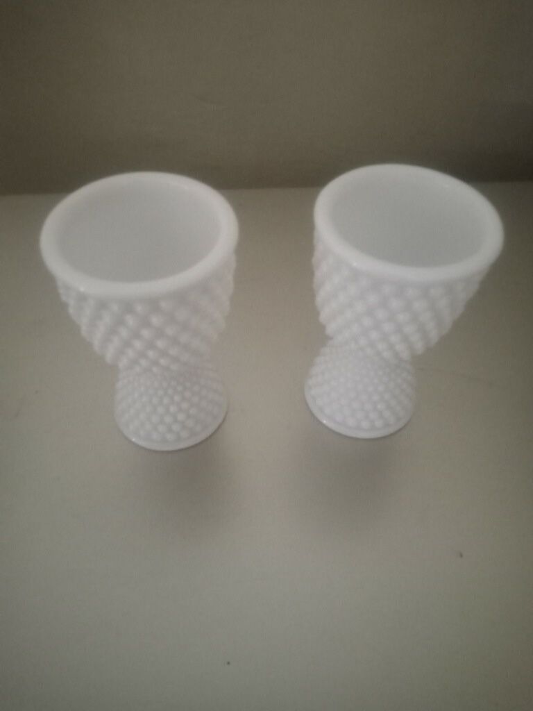 Vintage Depression Milk Glass Egg Cups