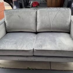 Fairfax Steel Grey Velvet Loveseat 