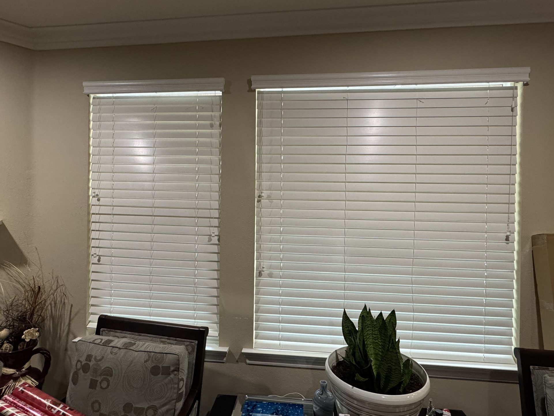 White Blinds Set Of Six - Plus 1 Set Bamboo Blinds
