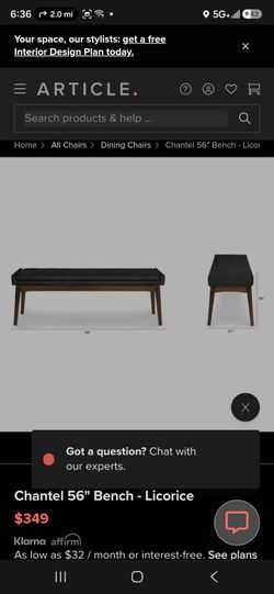 Chantel 56" bench licorize