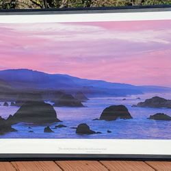 Framed Ocean Seascape Print with Quote
