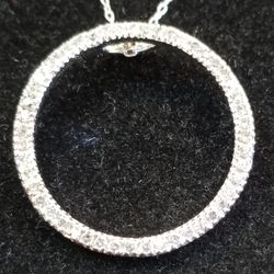 Sterling silver And Cz Circle Pendant 